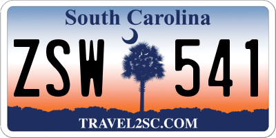 SC license plate ZSW541