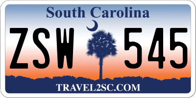 SC license plate ZSW545