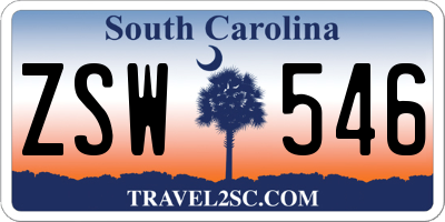 SC license plate ZSW546