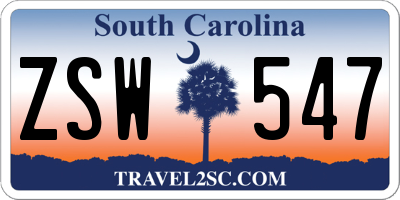 SC license plate ZSW547