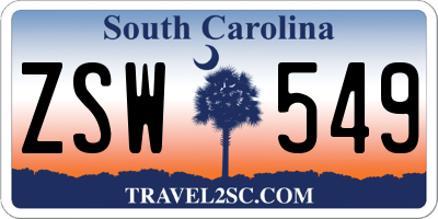 SC license plate ZSW549