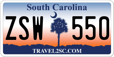 SC license plate ZSW550