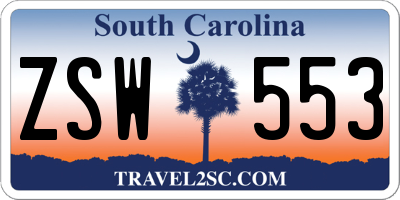 SC license plate ZSW553