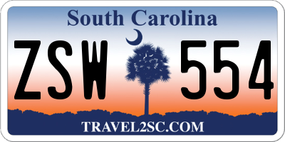 SC license plate ZSW554