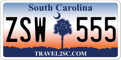 SC license plate ZSW555