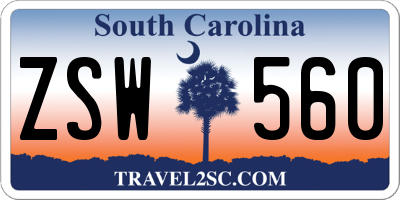 SC license plate ZSW560