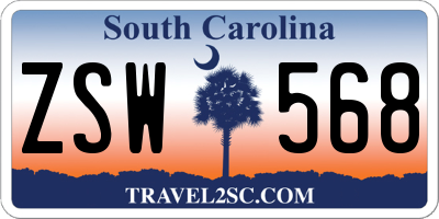SC license plate ZSW568