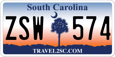 SC license plate ZSW574