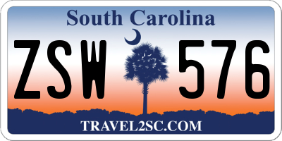 SC license plate ZSW576