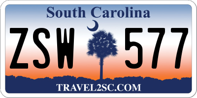 SC license plate ZSW577