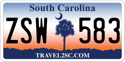 SC license plate ZSW583