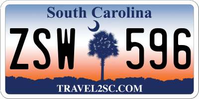 SC license plate ZSW596