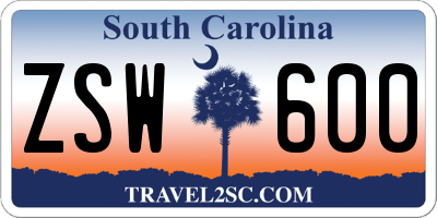 SC license plate ZSW600