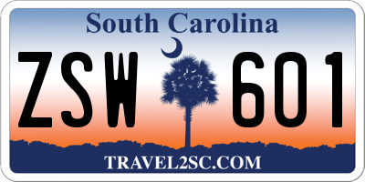 SC license plate ZSW601