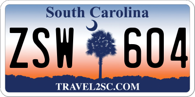 SC license plate ZSW604