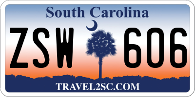 SC license plate ZSW606