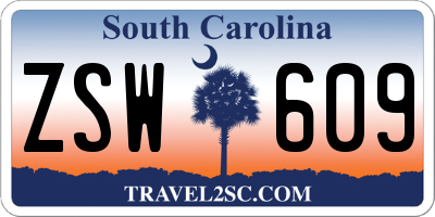 SC license plate ZSW609