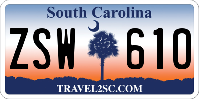 SC license plate ZSW610