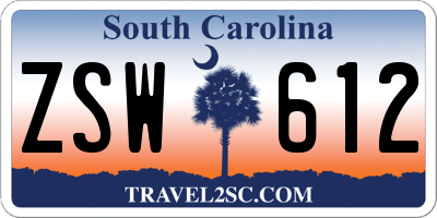 SC license plate ZSW612