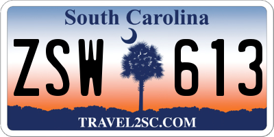 SC license plate ZSW613