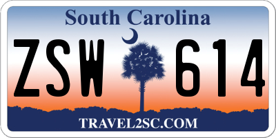 SC license plate ZSW614