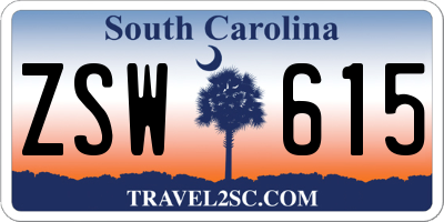 SC license plate ZSW615