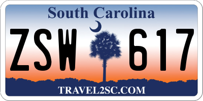 SC license plate ZSW617