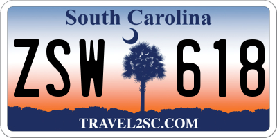 SC license plate ZSW618