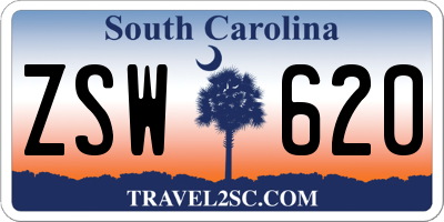SC license plate ZSW620