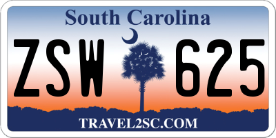 SC license plate ZSW625