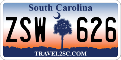 SC license plate ZSW626