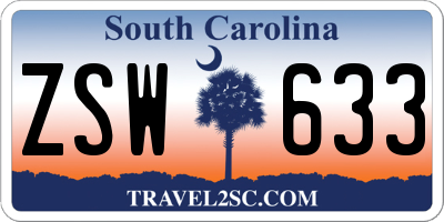SC license plate ZSW633