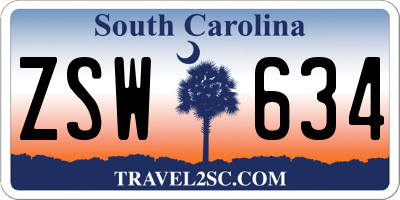 SC license plate ZSW634