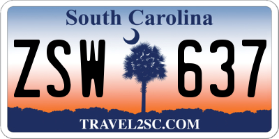 SC license plate ZSW637