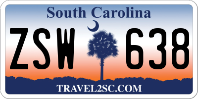 SC license plate ZSW638