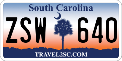 SC license plate ZSW640