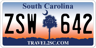 SC license plate ZSW642