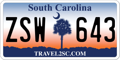 SC license plate ZSW643