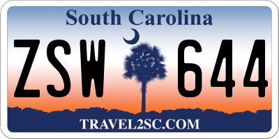 SC license plate ZSW644