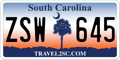 SC license plate ZSW645