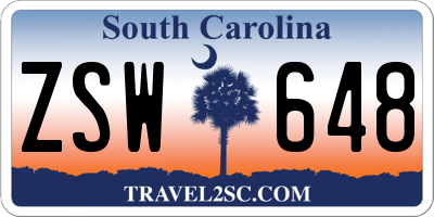 SC license plate ZSW648