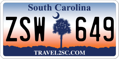 SC license plate ZSW649