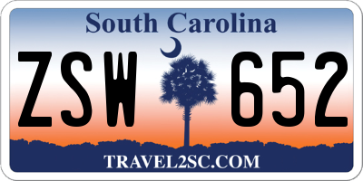 SC license plate ZSW652