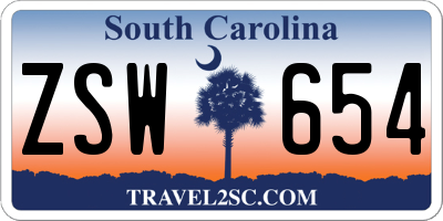 SC license plate ZSW654