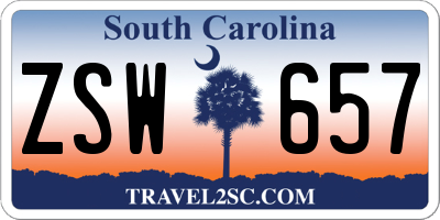 SC license plate ZSW657