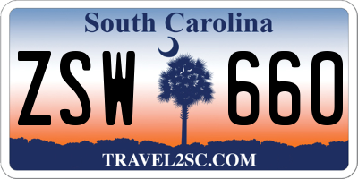 SC license plate ZSW660