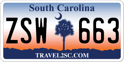 SC license plate ZSW663