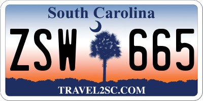 SC license plate ZSW665