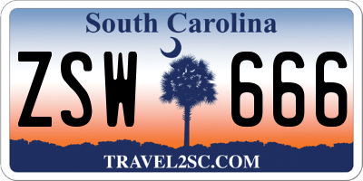 SC license plate ZSW666