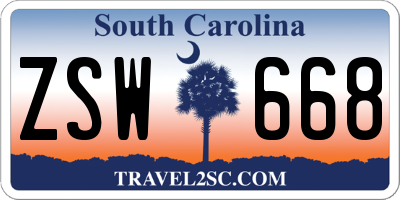 SC license plate ZSW668